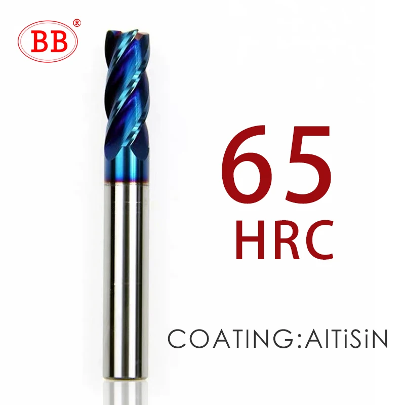 Work-Hardness 65RC BB Corner Radius End Mills Tungsten Steel 4 Flutes HRC 45 55 65 Deg R0.5 R1 - Длина режущей кромки: Work-Hardness 65RC