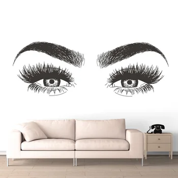

Beauty Salon Decoration Long Lashes Vinyl Wall Sticker Eyelashes Eyebrows Vinyl Decal Removable Eye Lashes Wallpaper JWH002