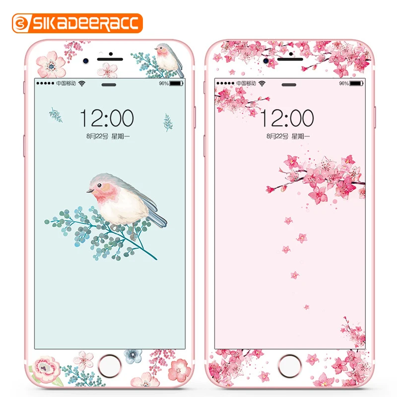 Закаленное стекло для защиты экрана iPhone 6 6s 7 8Plus с цветами уникальный дизайн 3D