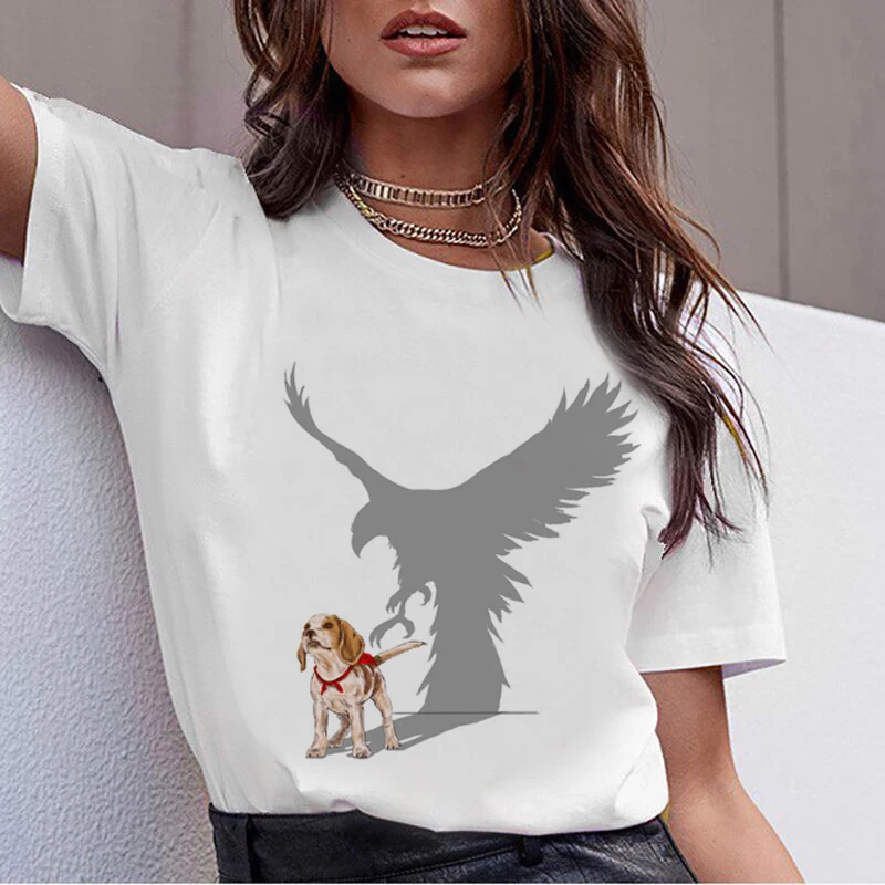 Summer cotton cooler Border Collie cartoon print female T-shirt Harajuku street top for womens T-shirt