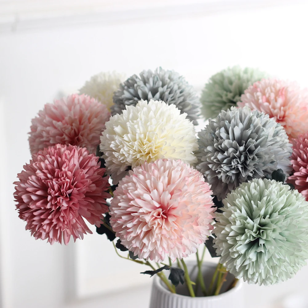 Nordic Simulation Flower Dandelion Small Ball Chrysanthemum Living Room Potted Arrangement Wedding Decoration Dropship | Дом и сад