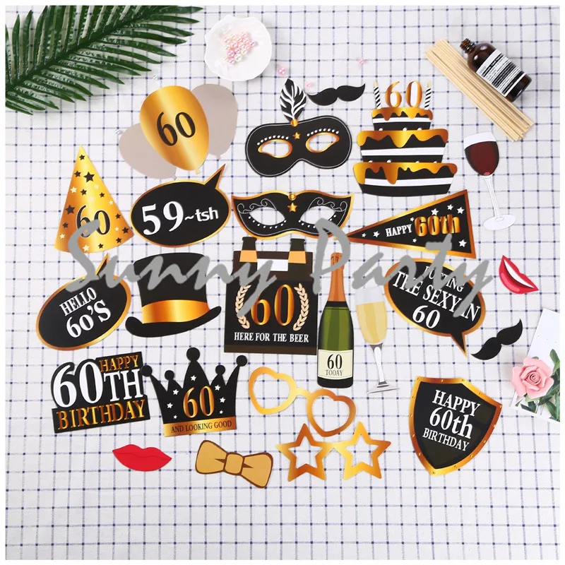 

24pcs/lot Age Theme Party Photo Props Birthday Party Wedding Photo Props Party Decoration Supplies