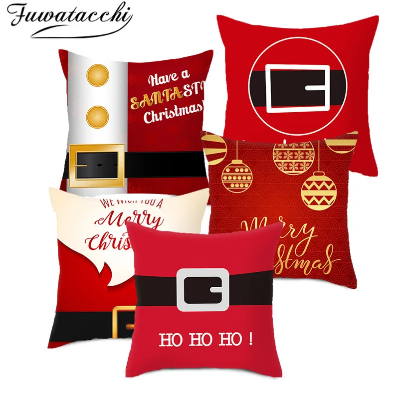 

Fuwatacchi New Year Red Cushion Cover Christmas Gift Decorative Pillow Covers for Home Sofa Polyester Throw Pillow Cases 45*45cm