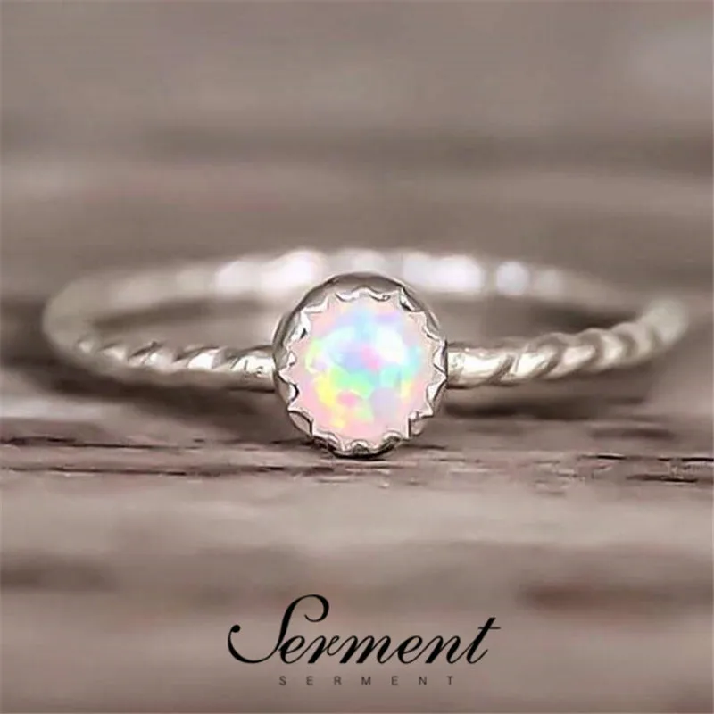 

SERMENT European Hot Sale Fashion Jewelry Round Geometry Rings Silvered Color Crystal Zircon Wedding Ring For Women Jewelry