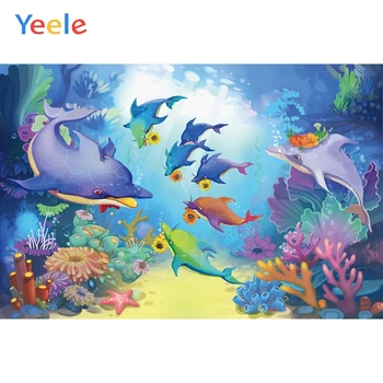 

Yeele Seabed Fish Ocean Dolphin Photography Backdrop Newborn Baby Birthday Party Custom Photography Background For Photo Studio