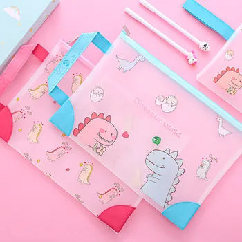 

1pcs Cartoon animal TPU Waterproof Zipper Paper File Folder Book Pencilcase Bag File document bag for office student supply