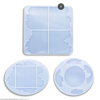 

diy Epoxy mold various shapes wave shape table coaster round mirror surface handmade wave coaster