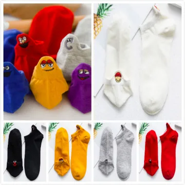 Женские носки, 5 пар, женские хлопковые носки с вышивкой Kawaii, короткие носки, женские носки-башмачки, женские повседневные носки - Цвет: 22