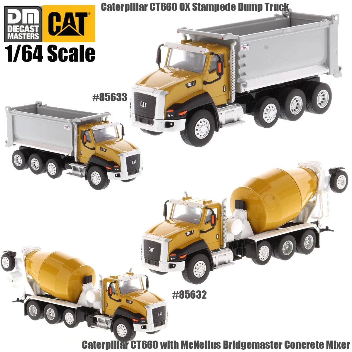 2021 NEW DM Caterrpillar 1/64 Scale CT660 OX Stampede Dump Truck Mixer Diecast-Medium Play&collect gift models