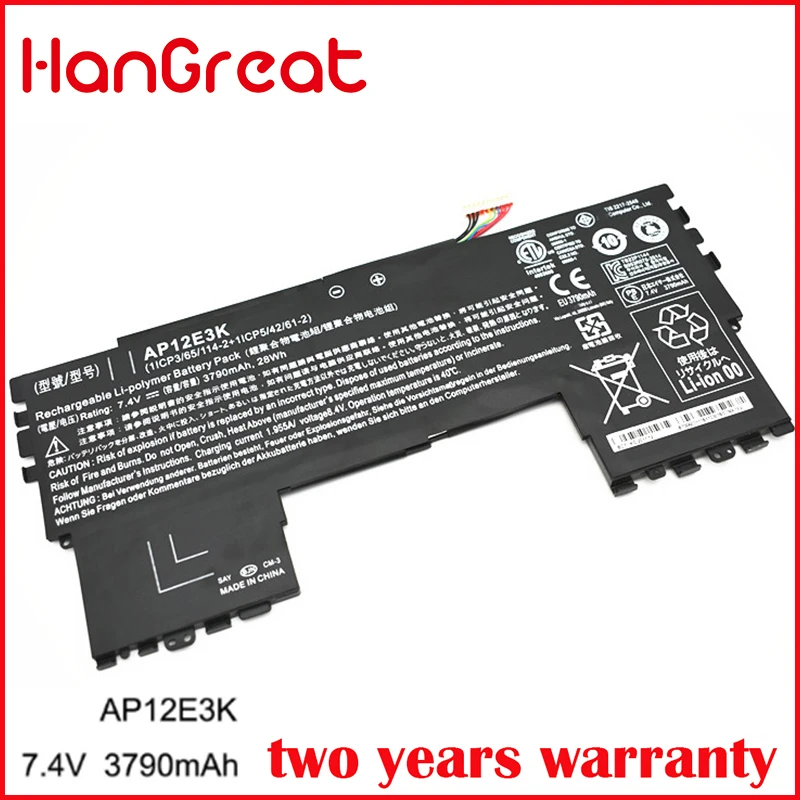 Аккумулятор HanGreat AP12E3K для ноутбука Acer Aspire S7 ультрабук 11 дюймов 1/CP3/3790-2 1/CP5/65/114-2 7 4 В