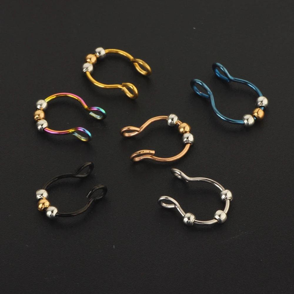20g Fancy Fake Nose Ring Hoop Septum Stud Stainless Steel Ball Tragus Piercing Oreja Pircing Body Jewelry For Woman Man 200pcs