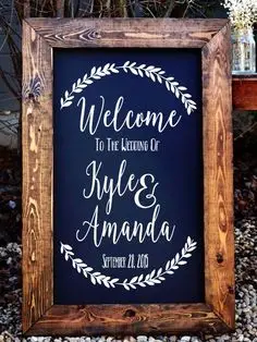 

Wall Decal Wedding Welcome Sign Chalkboard Vinyl Sticker Personalized Name Bride And Groom Custom Rustic Poster Decor LW702