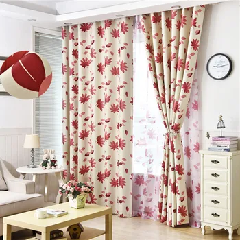 

Maple Leaf Printed Kitchen Blackout Curtians with Grommet Jinya Home Decor Elegant Cheap Window Door Curtain Panels for Bedroom