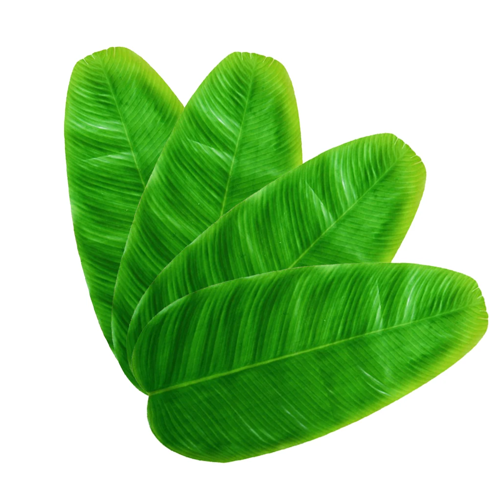 Pack of 4 Large Artificial Green Leaves DIY Decor 58 x 28.5 cm