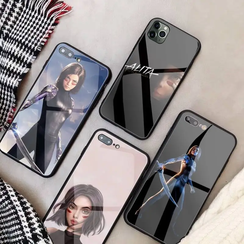 

Cool Battle Angel Glass Phone Case Fundas Coque for IPhone 12 11 Pro Max Cases XR XS 7 8 Plus Cover Accessories Carcasa