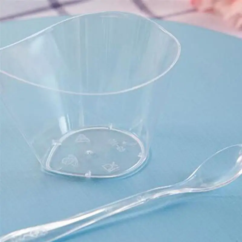 20 шт 120 мл одноразовые стаканчики прозрачные желе пудинг чашка мусс десертный контейнер пластиковая чаша с острым ртом без ложки