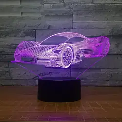 Спортивный автомобиль 3D светодиодный ночник RGB 7 цветов Изменение Настольная лампа фигурки 2912 дети дома рождественские игрушки