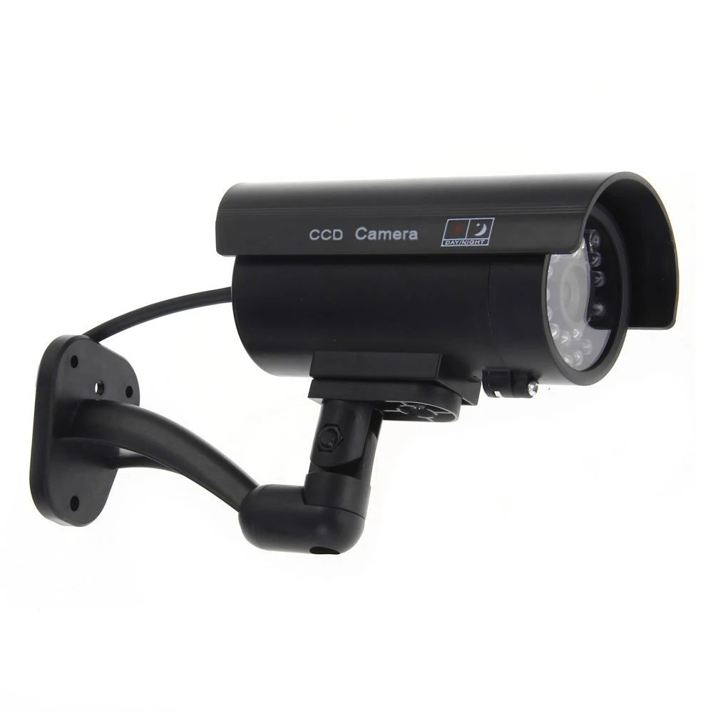Имитация фальшивых камер видеонаблюдения, красный светодиодный, водонепроницаемый, для дома и улицы