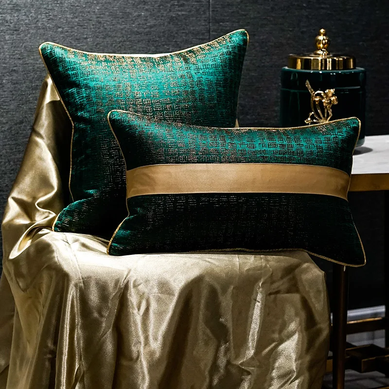 Роскошный китайский стиль пэчворк чистый цвет наволочка для подушки черно-зеленый жаккард поясная наволочка диванная кровать Декор Наволочка