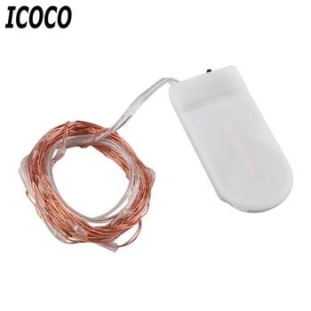 

ICOCO Waterproof Ip65 2M/3M/4M Button Battery Operated LED Copper Wire Fairy String Light with Battery Case for Party Decor