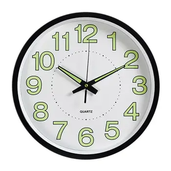

12inches/30cm Simple Wall Clock Decorative Wall Clock Movement Luminous Clock for Home Living Room (Black)