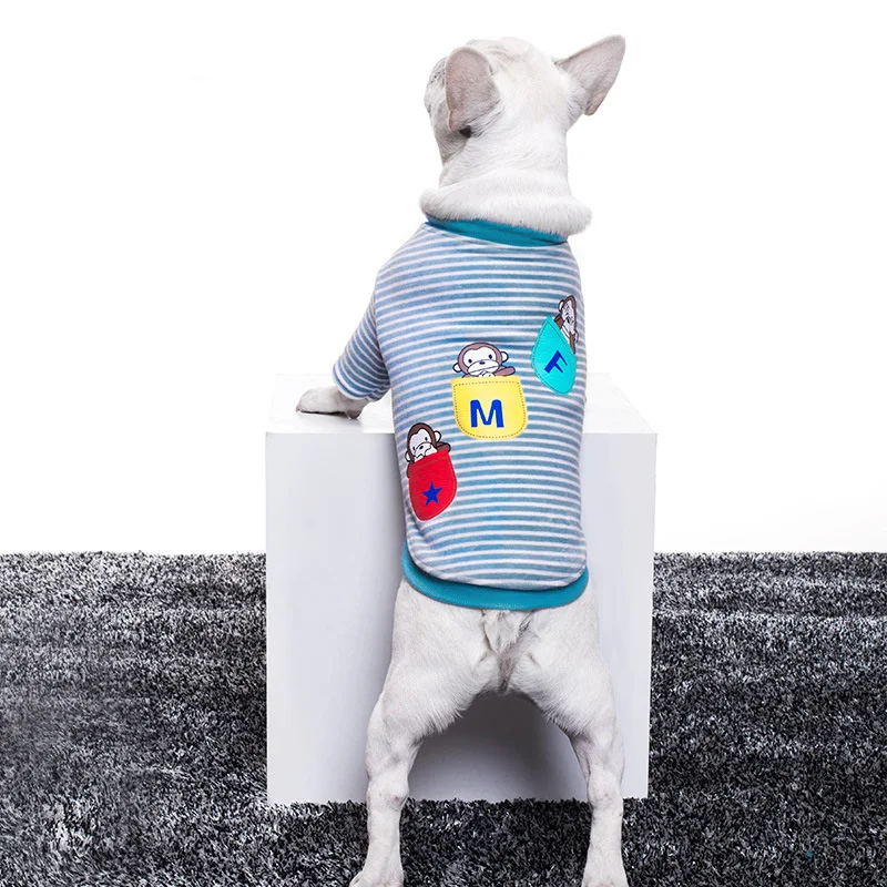 

Elastic Striped Small Size Breeds Pug Clothes for Dogs French Bulldog Costume Coats Dog Puppy Cat Pet Hoodies Pomeranian Suit
