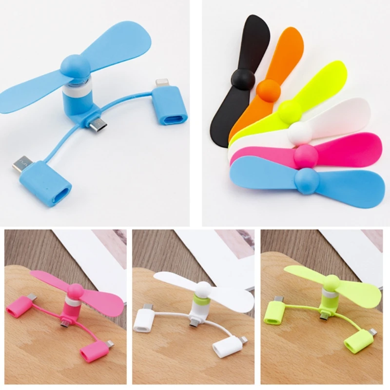 3-In-1 Mini Mobile Phone Fan Portable Ponsel Fan Hemat Energi Tak Bersuara Kreatif USB Kipas Kecil untuk perjalanan Luar Ruangan Kantor