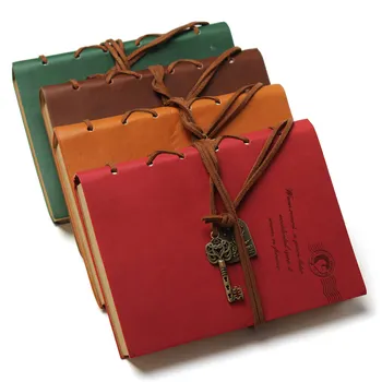 

Vintage Leather Cover Blank String Leather Notebook Magic Key Decor Journal Notepad Student Laptop Book 4 Colors