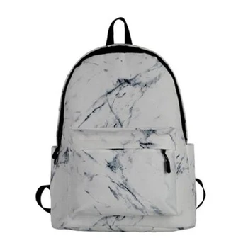 

Fashion Unisex Backpack Lady Men Canvas Backpack Teen Girl Bag Casual Marble Backpack White