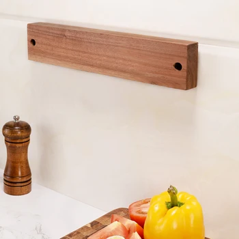 

Strong Wooden Magnetic Knife Holder Wall Mount Multi Purpose Knife Dock Kitchen Utensil Easy Storage Cooking Implement