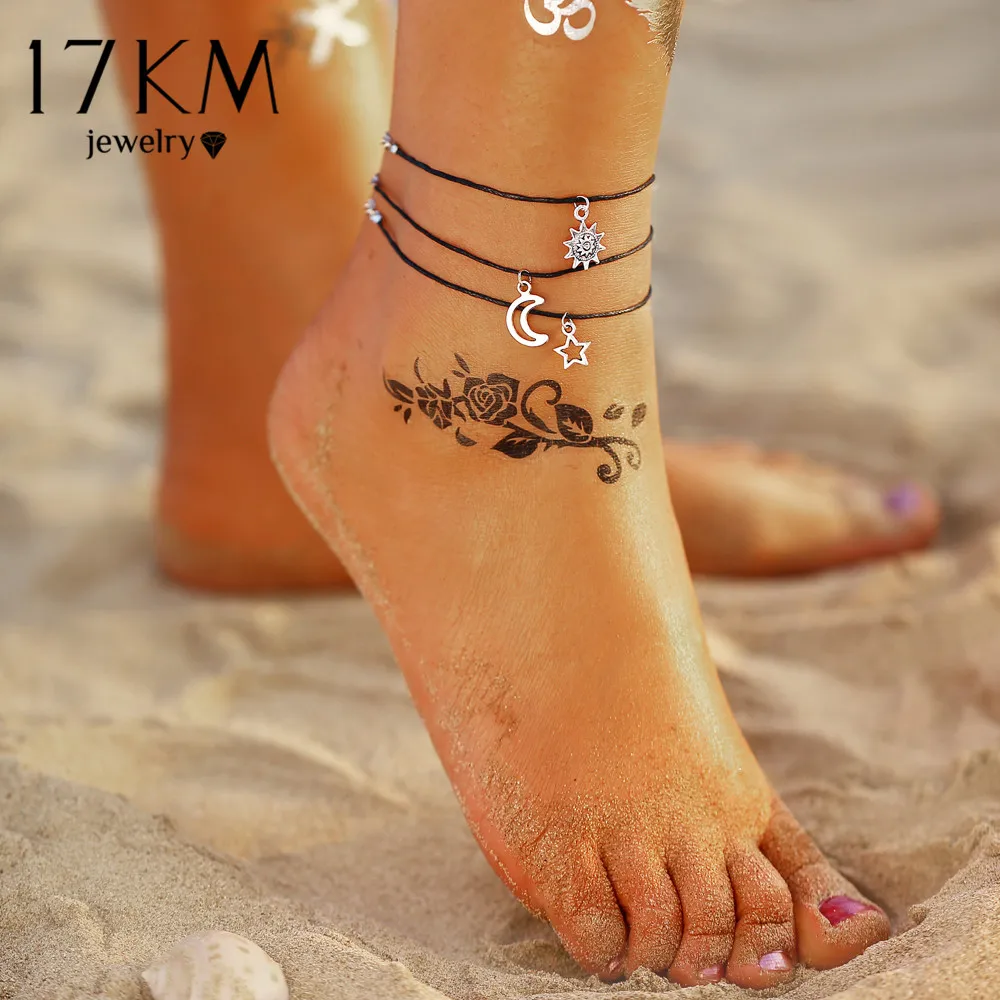 17KM 3Pcs/set Vintage Anklets Set Fashion Sun Moon Star Anklets For Women Girl Adjustable Anklet 2020 Foot Beach Jewelry Gift 17KM 3Pcs/set Vintage Anklets Set Fashion Sun Moon Star Anklets For Women Girl Adjustable Anklet 2020 Foot Beach Jewelry Gift