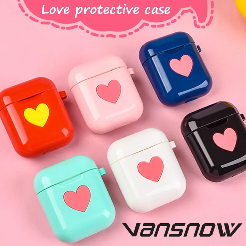 

Cute Case For Apple AirPods Case Airpods Accessories Soft Silicone with Heart-shaped Charging Headphones Cases Protective Cover