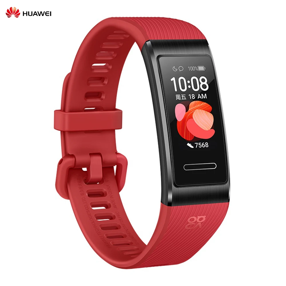 band 4 pro red HUAWEI Band 3 Pro цветной сенсорный экран для сердечного ритма мониторинга сна водонепроницаемый gps смарт-браслет умный браслет - Цвет: band 4 pro red
