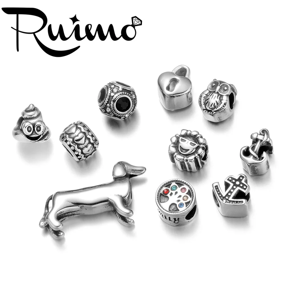 Очаровательные Европейские Бусины RUIMO из нержавеющей стали 316L якорь древо жизни