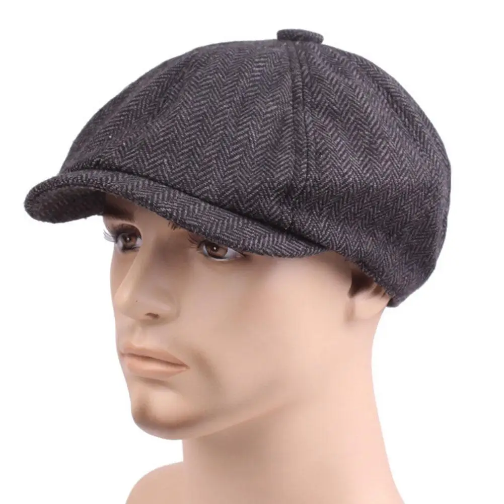 

Wool Newsboy Caps Men Herringbone Flat Caps Gatsby Woolen Driving Hats Vintage Inspired Hat Winter