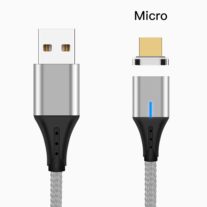 IONCT 3A Магнитный кабель Micro Usb type C QC 3,0 Быстрая Зарядка телефона Microusb type-C магнитное зарядное устройство usb c для iphone Android - Цвет: Silver Micro Cable