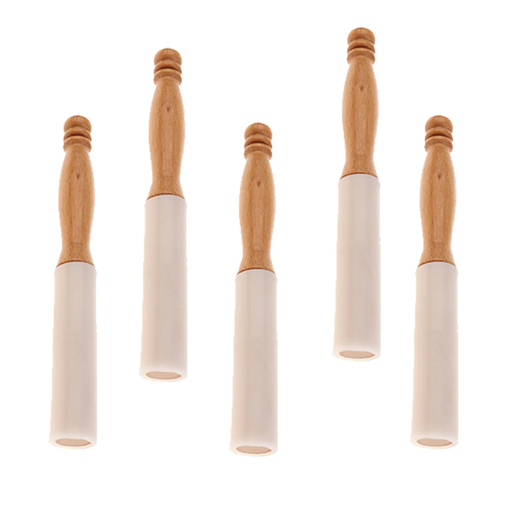 Pack of 5 Wood Handle Mallets Rubber s Crystal Singing Bowl Sticks Musical Pyramid Mallet Tool Percussion Instruments Parts