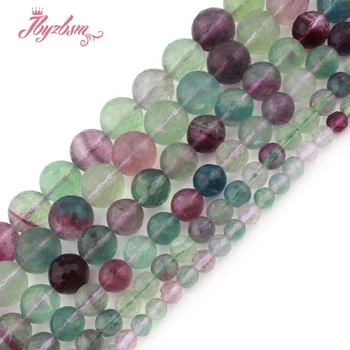 

4-12mm Multicolor Fluorite Round Faceted Loose Beads Natural Stone Beads For DIY Necklace Bracelat Earring Jewelry Making 15"