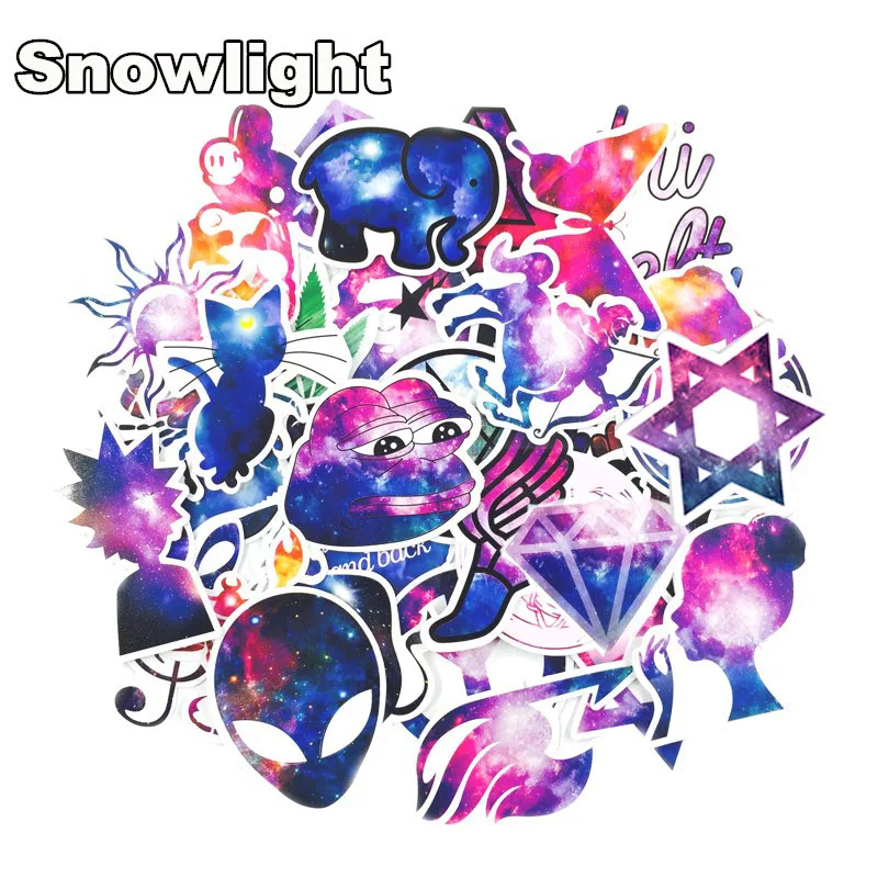 10/36pcs/lot Galaxy Color Waterproof Sticker For Car Laptop Trunk Skateboard Guitar Bicycle Decal car-styling Toy Stickers