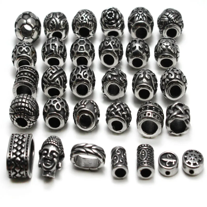 4pcsMetalBeadsCharmsBraceletStainlessSteelBeadsLooseSpacers