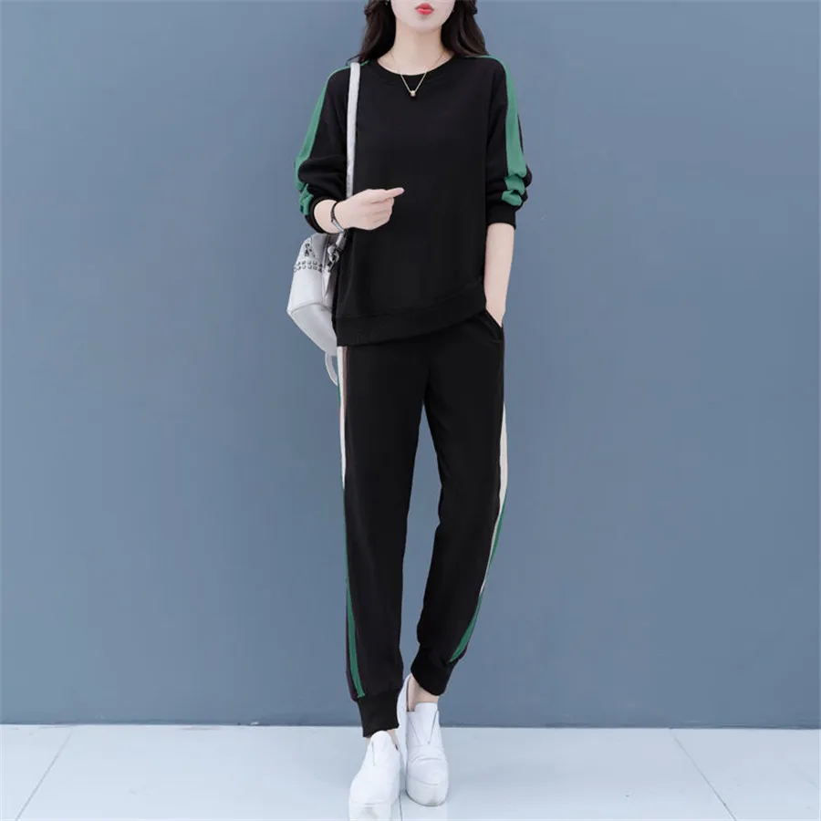 

Casual Tracksuit Women Two Piece Set Spring Autumn Clothing Oversized Long Sleeve Sweatshirt Top and Pencil Pants Suits Outifts