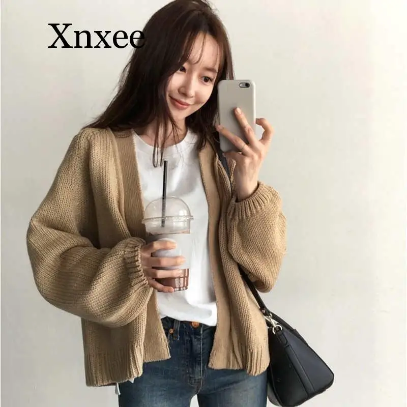 2020 preppy style daughter girl Cardigan New Korean Loose Sweater Women Coat Solid Knitting Outwear Female Casual Open Stitch 2020 preppy style daughter girl Cardigan New Korean Loose Sweater Women Coat Solid Knitting Outwear Female Casual Open Stitch