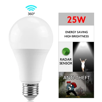 

Radar Motion Sensor Led Bulb E27 10W 15W 20W 25W 85-265V Led Lamp Smart Home LED E27 Bulb With Motion Sensor Bombillas Led Light