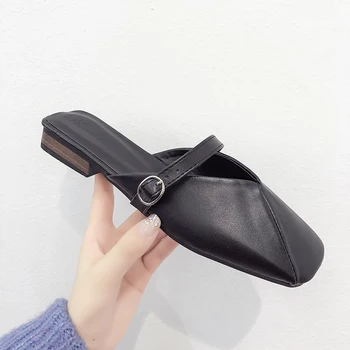 

Korean Version of the New Spring and Summer Retro Square Flat-Bottomed Slippers Header Semi-Trailer Muller Shoes Sandals