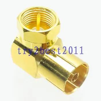 

DHL/EMS 50 pcs Adapter connector F TV plug pin to IEC PAL DVB-T jack pin Gold right angle -C1