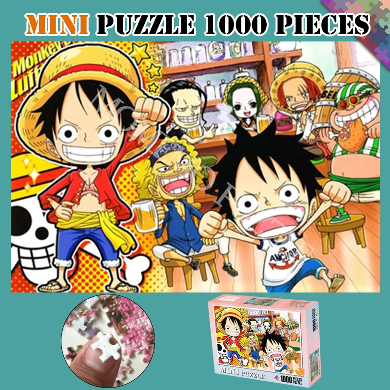Wooden Mini Puzzle 1000 Pieces ONE PIECE Cartoon Anime DIY Assembling Jigsaw for Adults Kids Games Toys | Игрушки и хобби