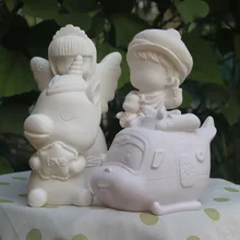 Дети DIY живопись негипсовая Керамическая кукла Маленькая свинья белая основа Монета Банка Горячая