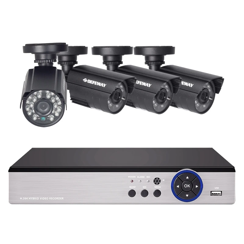 DEFEWAY 1080N 8 Channel DVR Kit CCTV Security Camera System Video Surveillance 4PCS 720P AHD Bullet Infrared Camera 1/2TB HDD