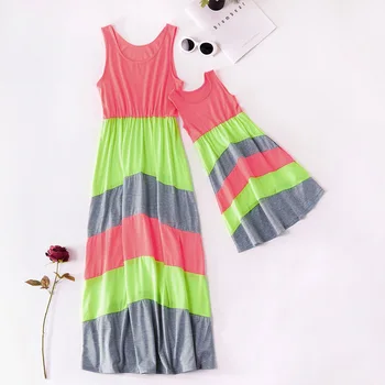 

New Mother Daughter Dresses Leisure Summer Mommy and Me Clothes Mom and Daughter Cotton Princess Dress Family Matching Dresss