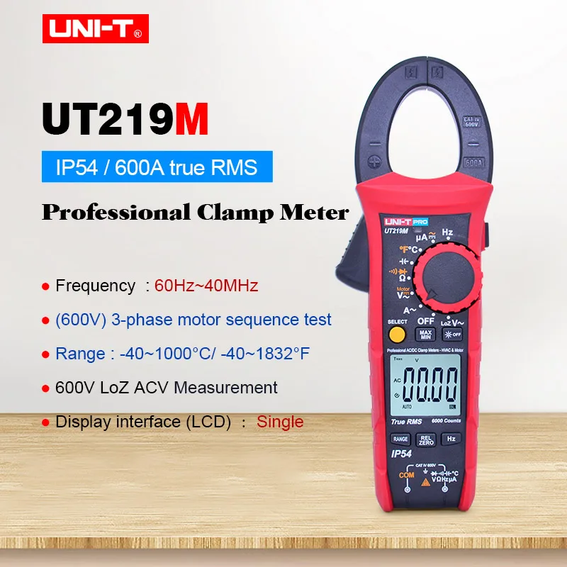 

UT219M industrial Clamp Meter; Digital Multimeter AC DC volt DC current Ohm meter;frequency response/LoZ ACV/phase sequence test